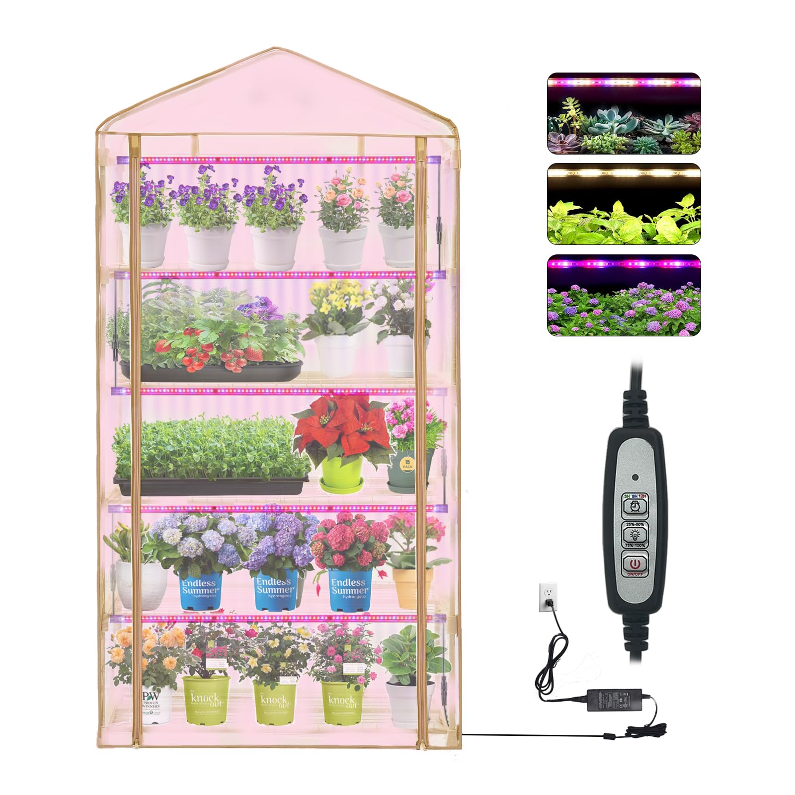 Purlyu front view full setup showing five tiers and clear PVC cover benefit visibility