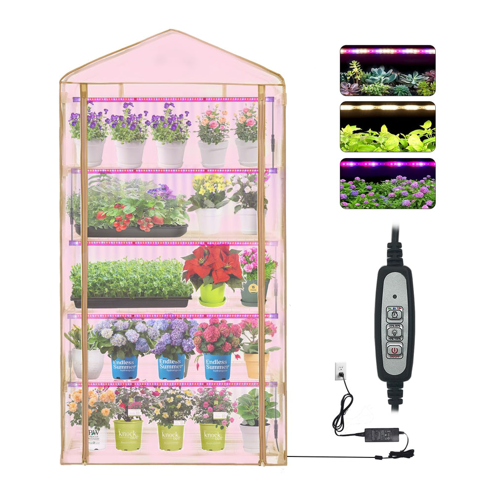 Purlyu front view full setup showing five tiers and clear PVC cover benefit visibility