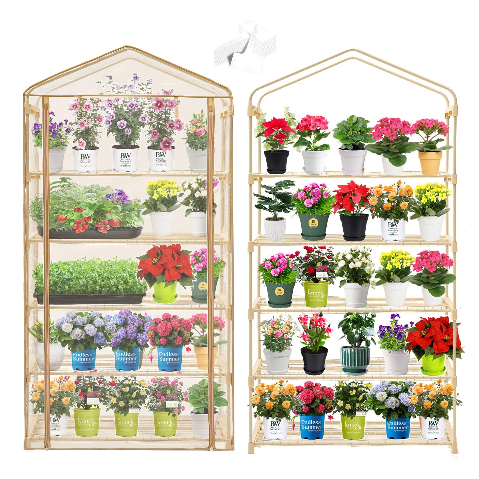 Purlyu front view showing full greenhouse and easy-access roll-up door benefit