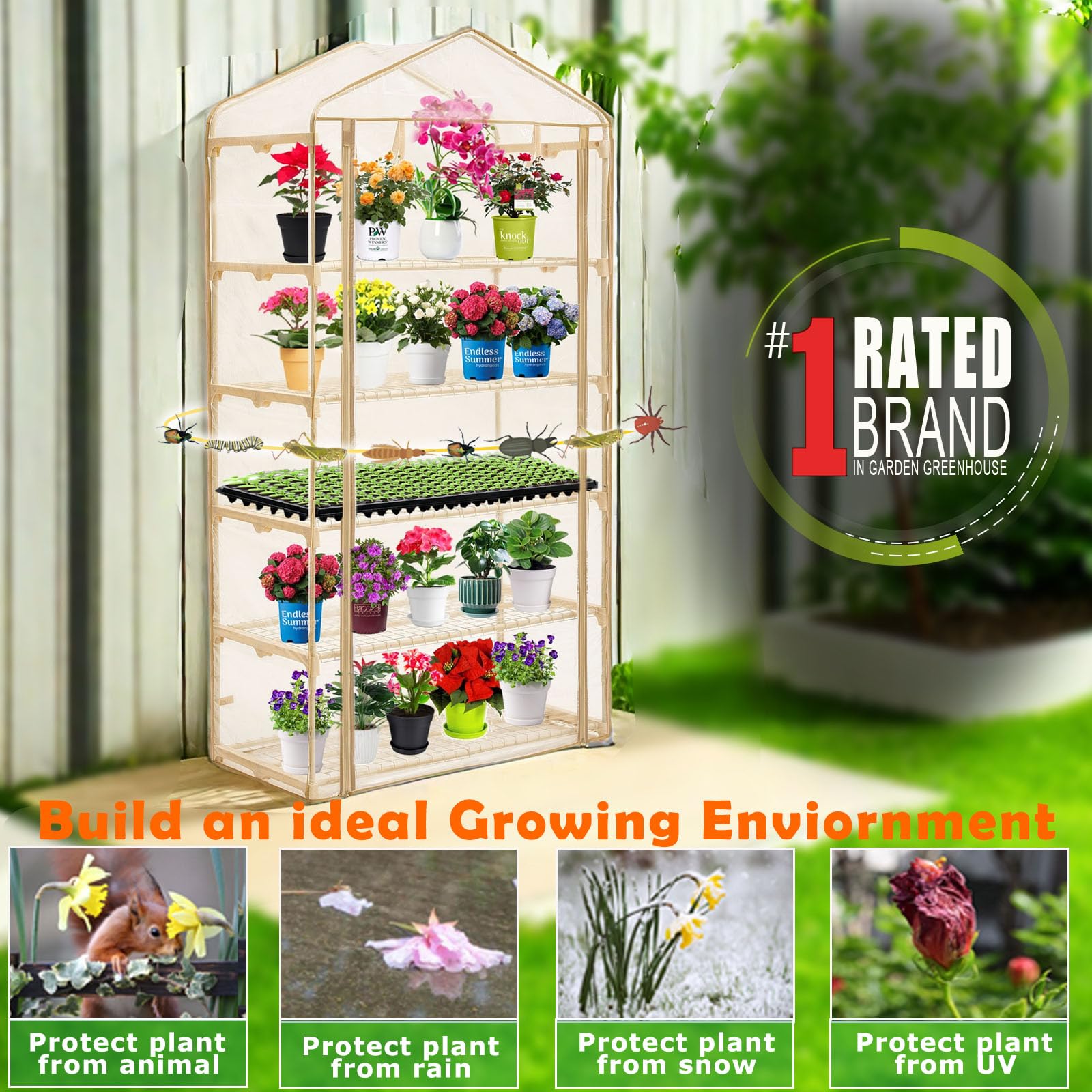 Purlyu greenhouse on a balcony with pots illustrating space-saving benefit