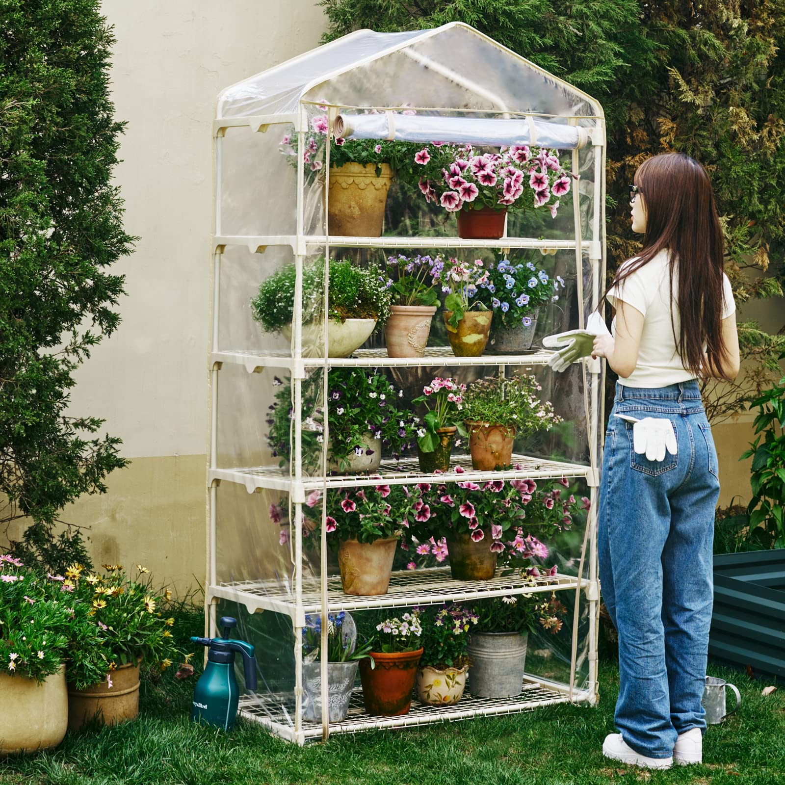 Purlyu lit at night showcasing sheltering plants and year-round use benefit