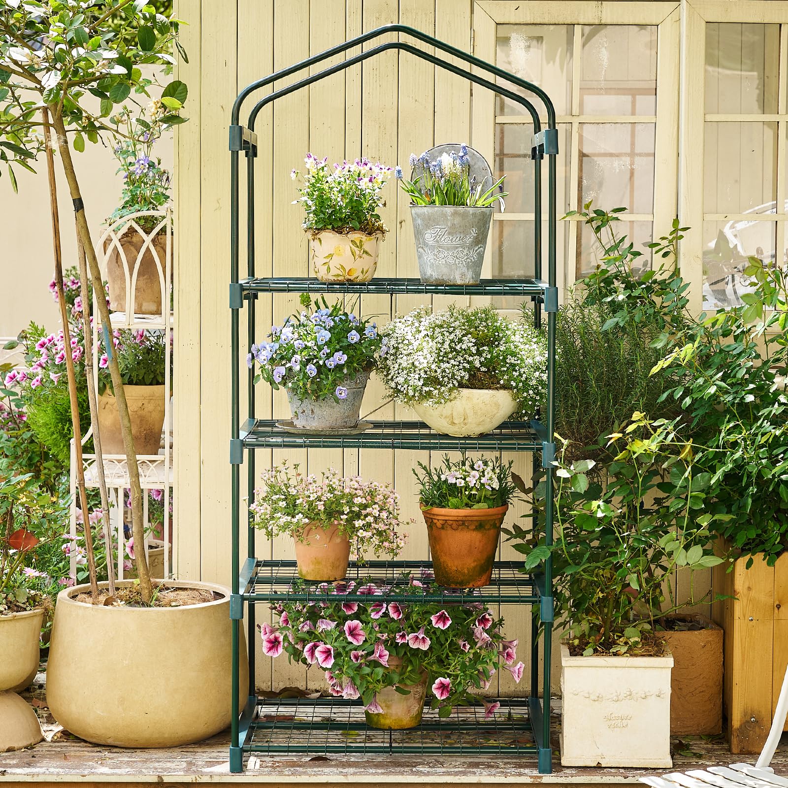 Purlyu with cover removed used as an open plant stand for flexibility