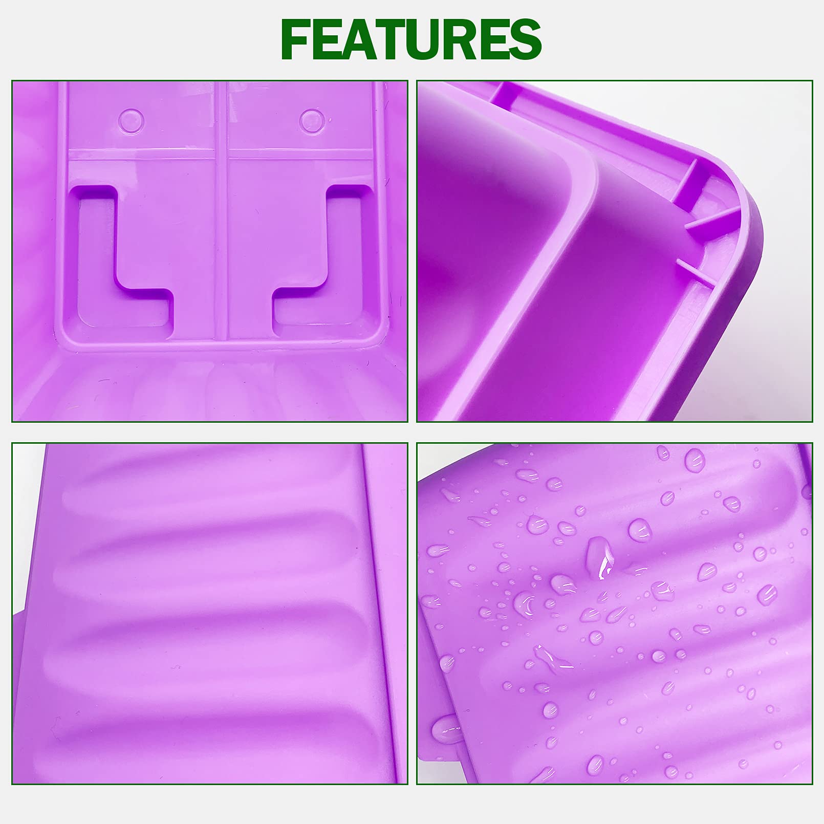 PURPLE STAR 1N tray detail with removable drip tray for clean watering and easy emptying