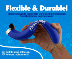 Push Industries FlexiSpout clamp detail highlighting tool-free hand-tighten security