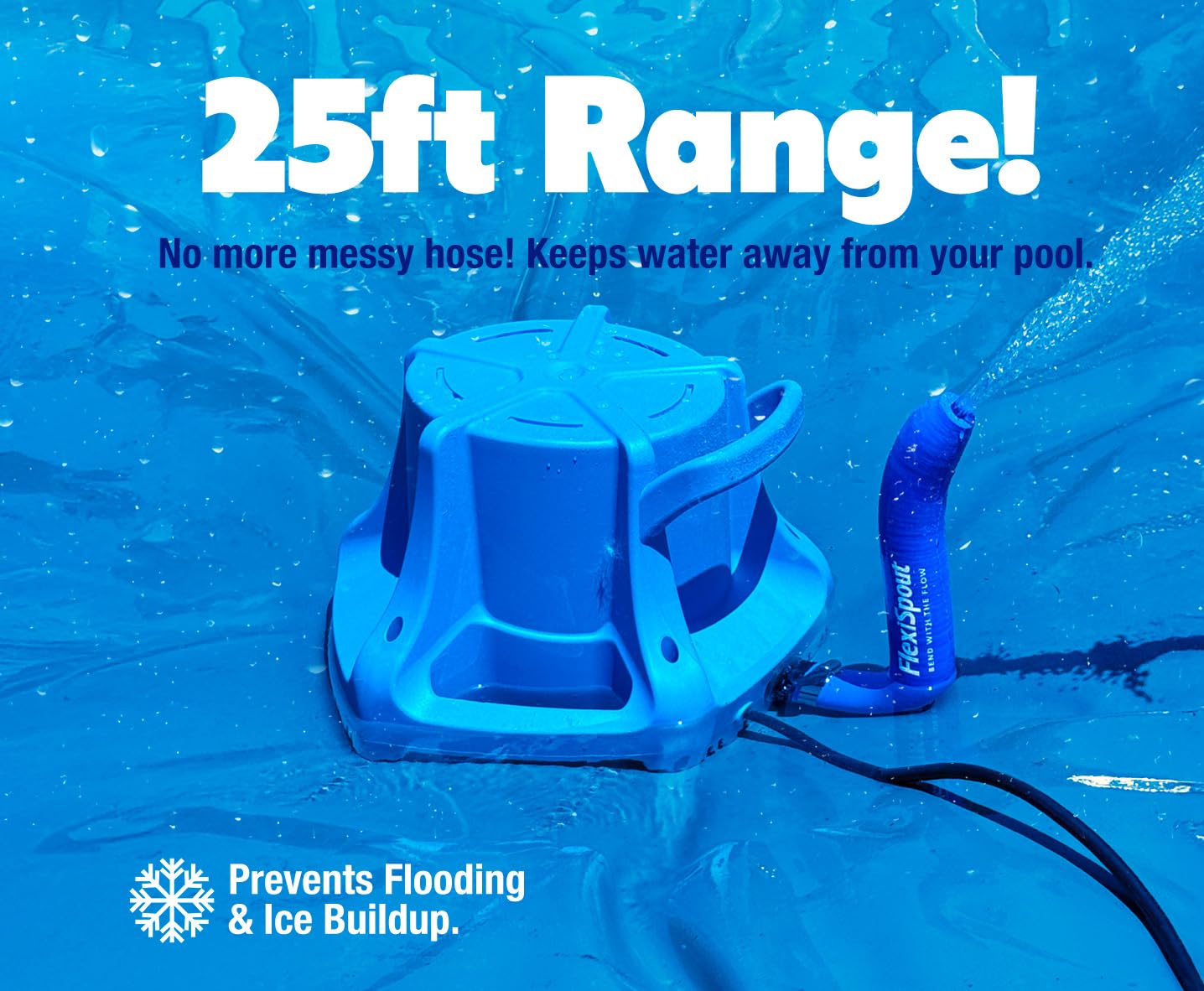 Push Industries FlexiSpout next to a hand illustrating size and ergonomic handling