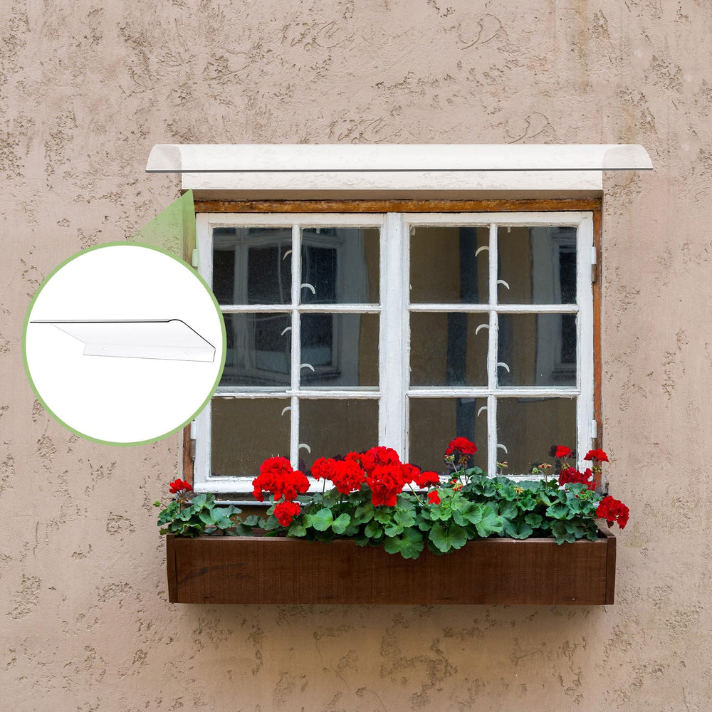 Pushglossy awning over front door in lifestyle setting protecting porch furniture