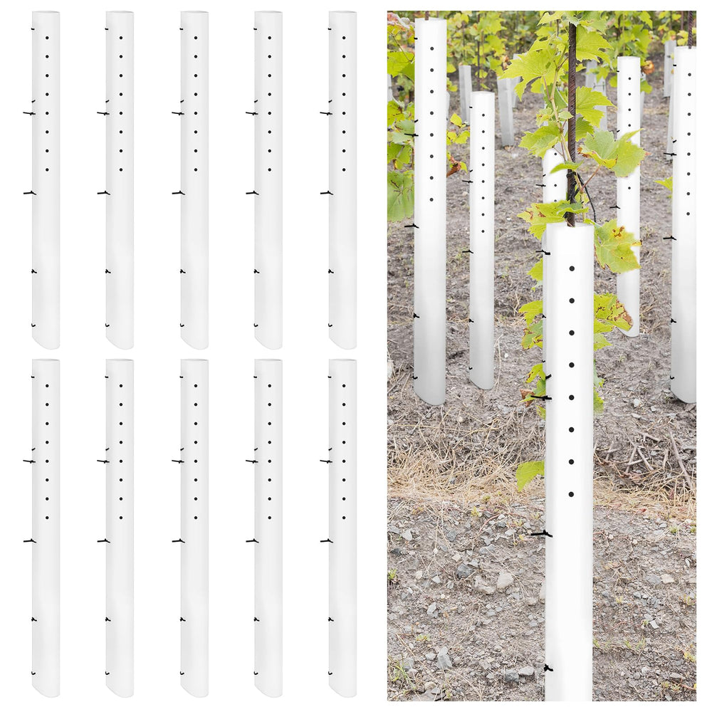 Pushglossy front view of 10-pack 60 inch grow tubes showing quantity and white finish for durable protection