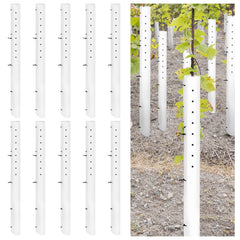Pushglossy front view of 10-pack 60 inch grow tubes showing quantity and white finish for durable protection