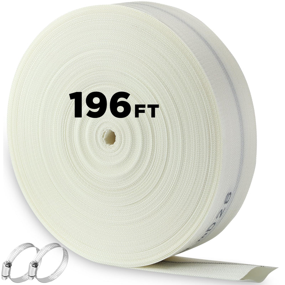 Pushglossy front view of 2x196ft hose showing length and durable design benefit