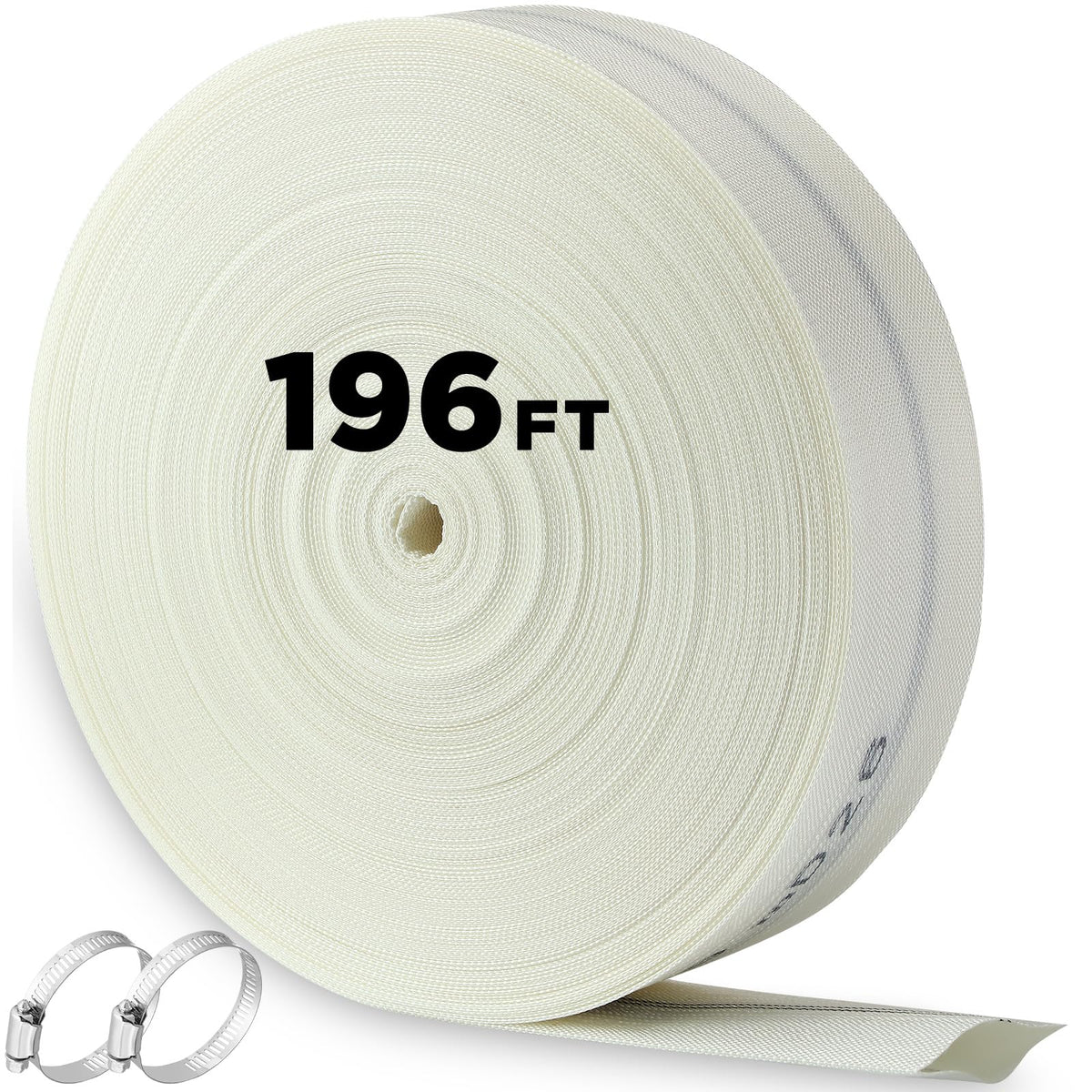 Pushglossy front view of 2x196ft hose showing length and durable design benefit