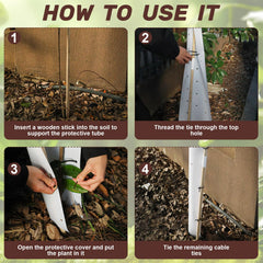Pushglossy tube in use around a young tree protecting from pests and wind