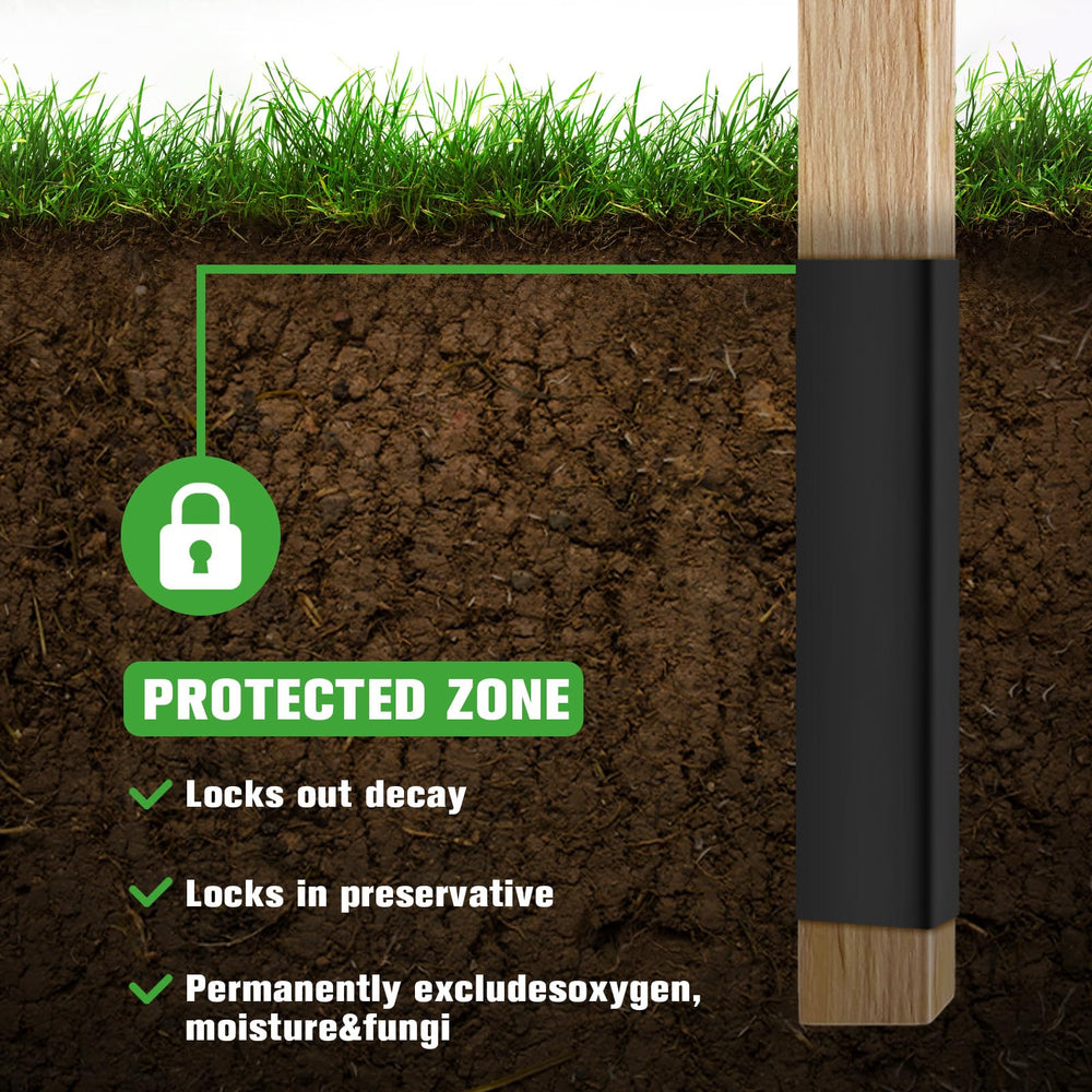 Pushglossy wrapped on 5-inch round post showing snug fit and corrosion protection benefit