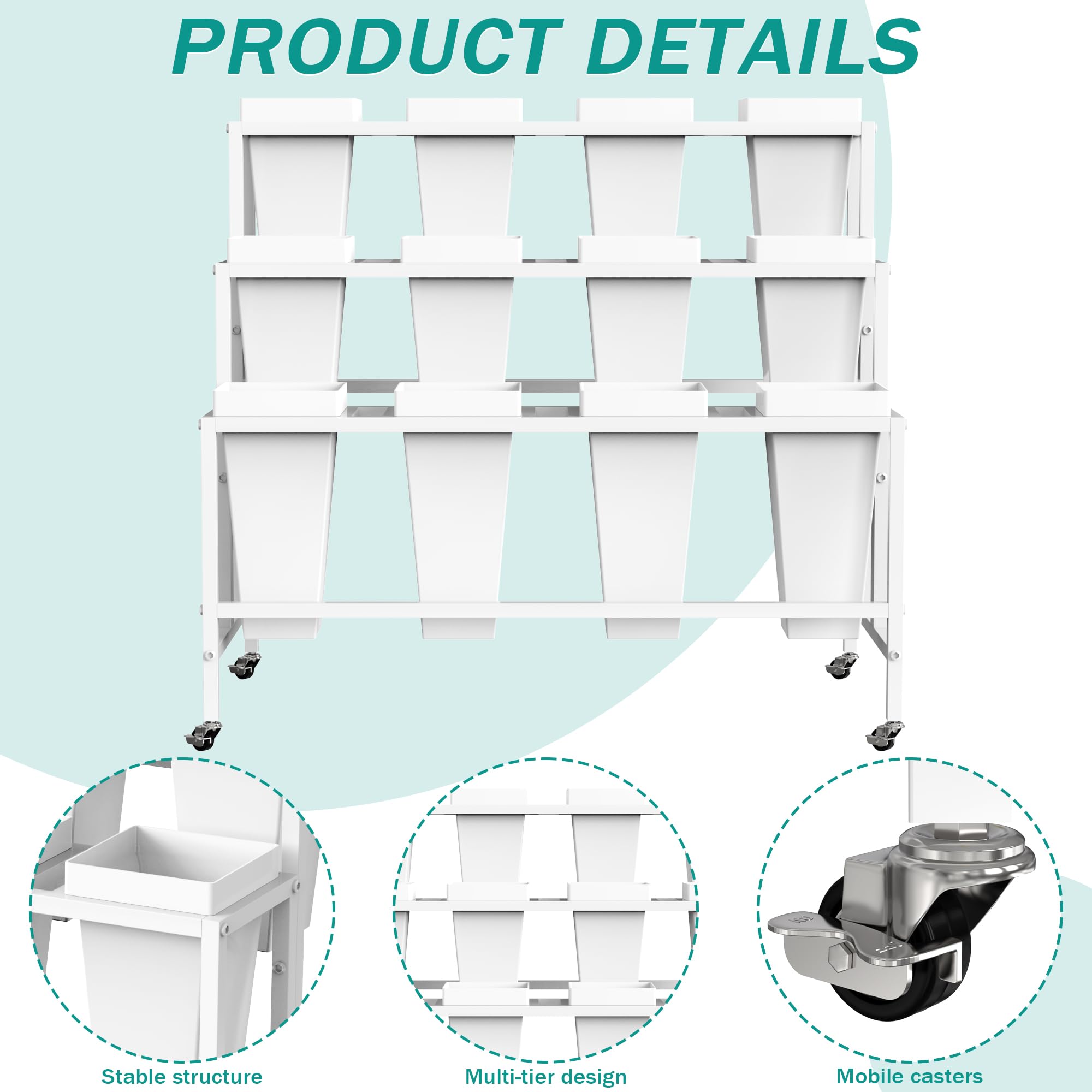 Putros detail of lockable caster wheels providing smooth movement and secure positioning