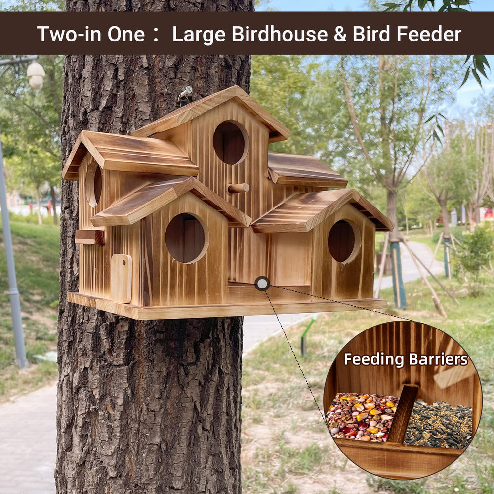 puyikes birdhouse hung in garden attracting birds and enhancing landscape
