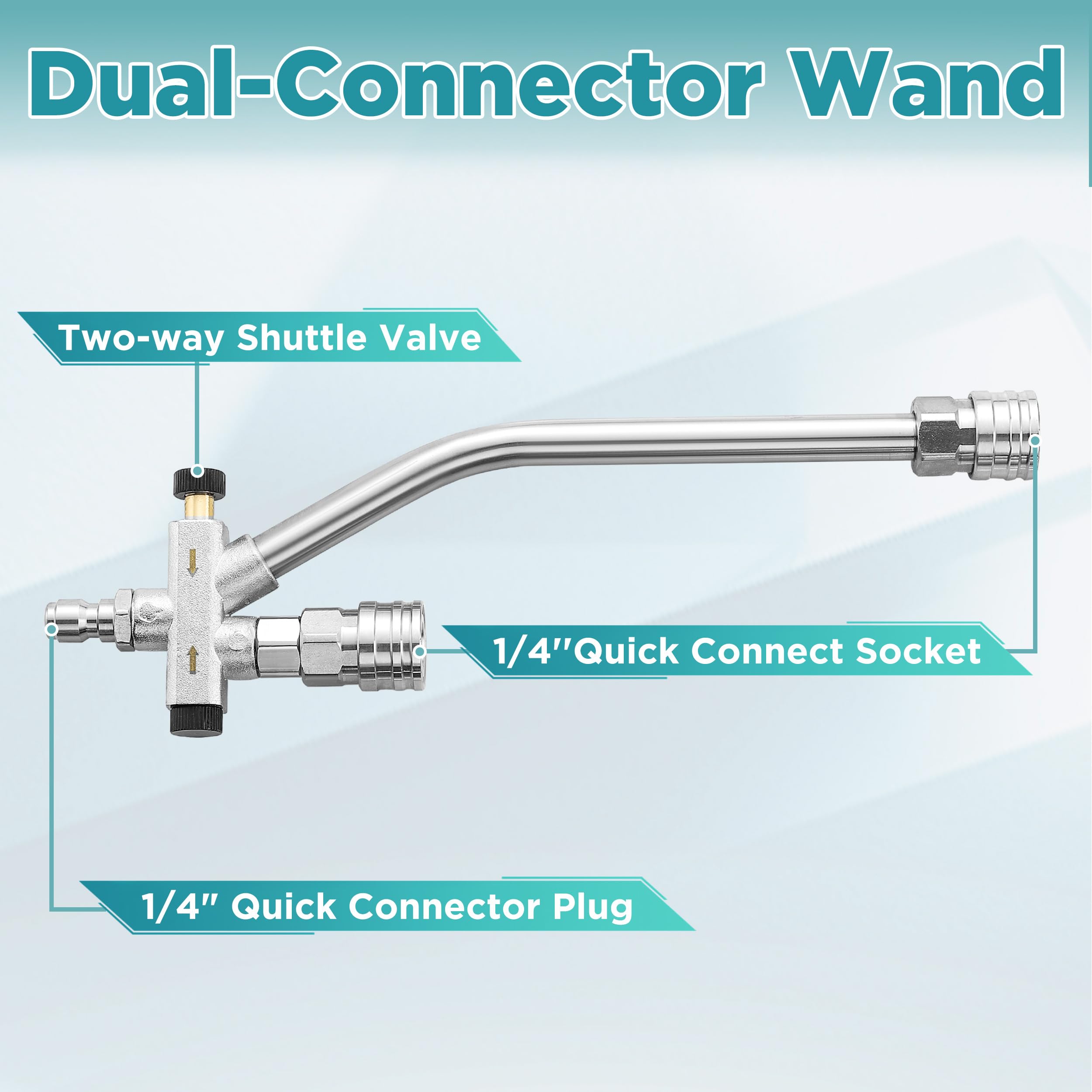 PWACCS detailed dual connector valve closeup enabling instant foam or rinse switch