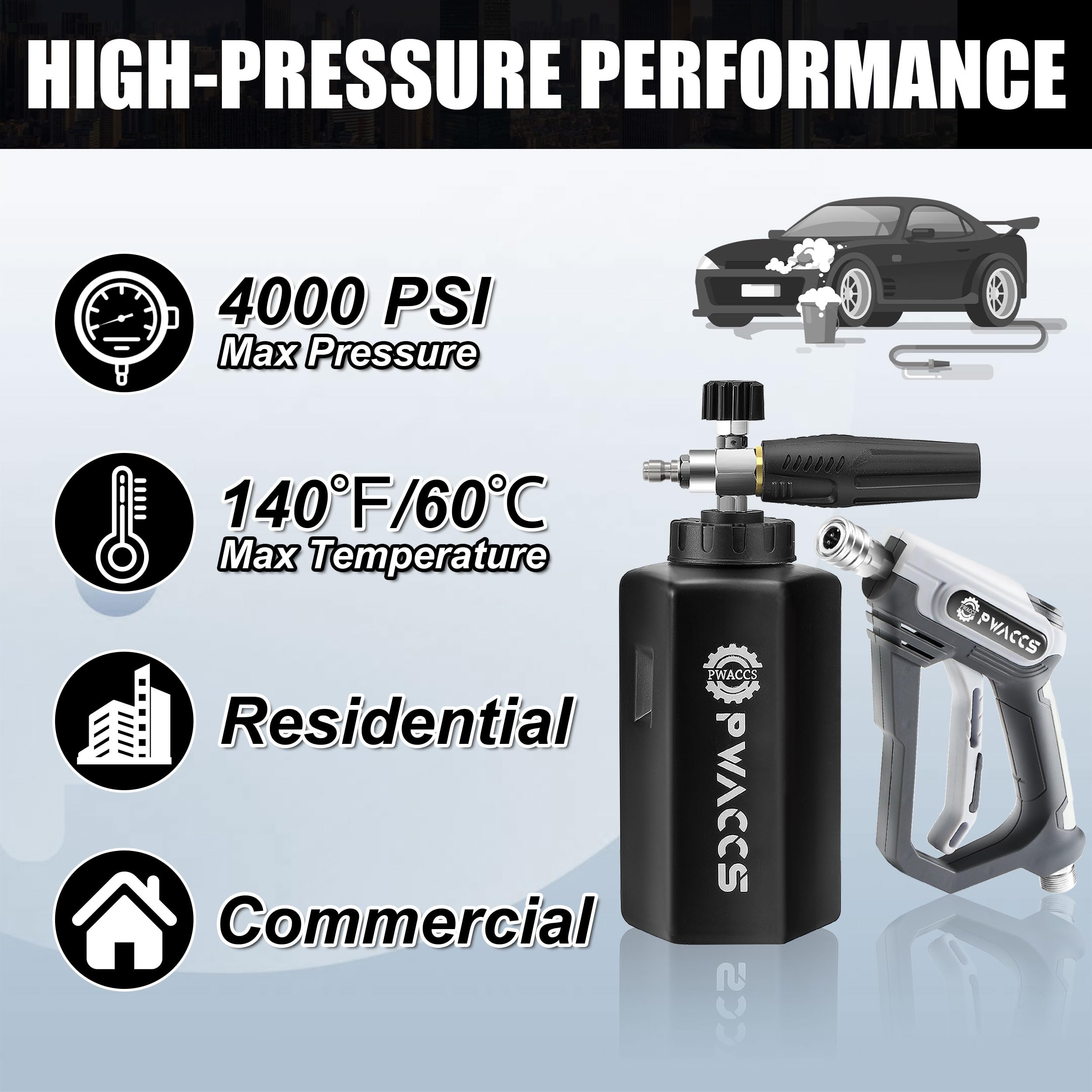 PWACCS ergonomic handle and gun body reducing arm fatigue during use