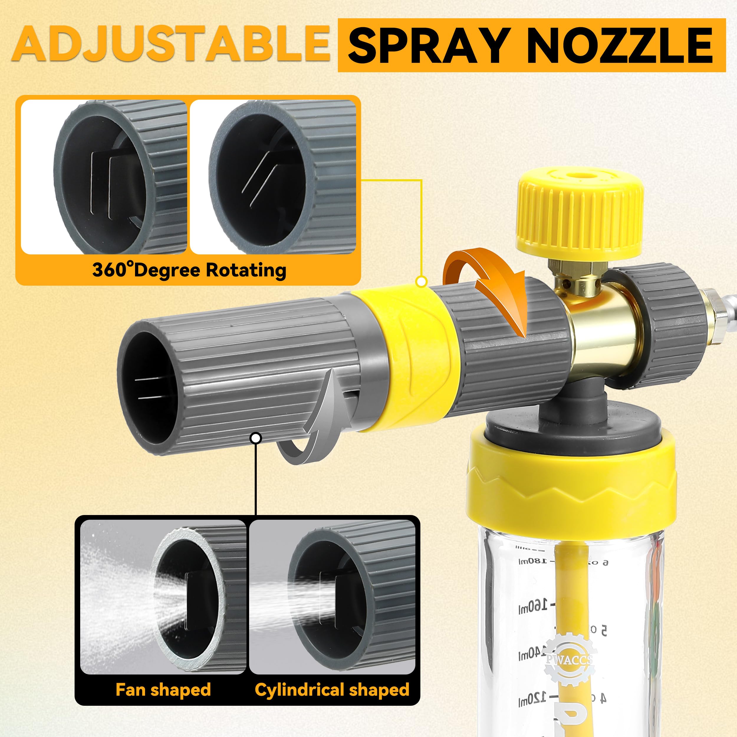 PWACCS foam cannon held in hand showing size and ergonomic comfort advantage