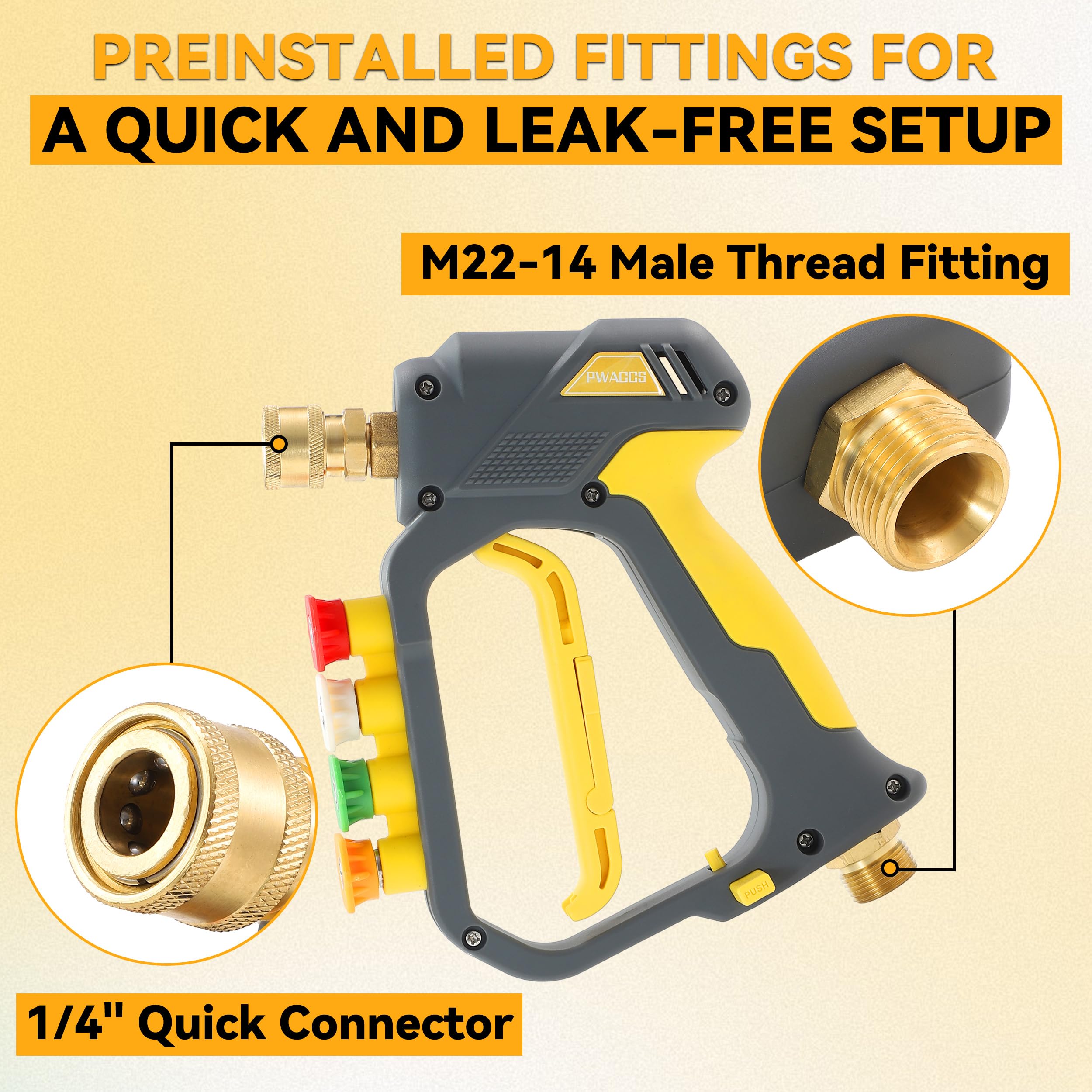 PWACCS foam cannon spraying dense foam showing superior dirt-lifting benefit