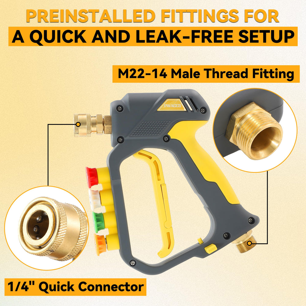 PWACCS foam cannon spraying dense foam showing superior dirt-lifting benefit