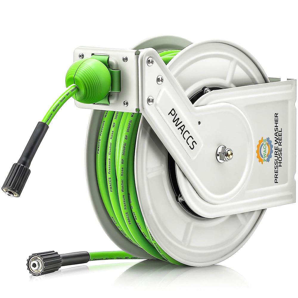 PWACCS front view mounted reel showing compact, organized storage benefit