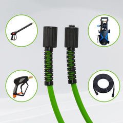 PWACCS coiled 50 ft hose on reel, illustrates compact storage and easy handling