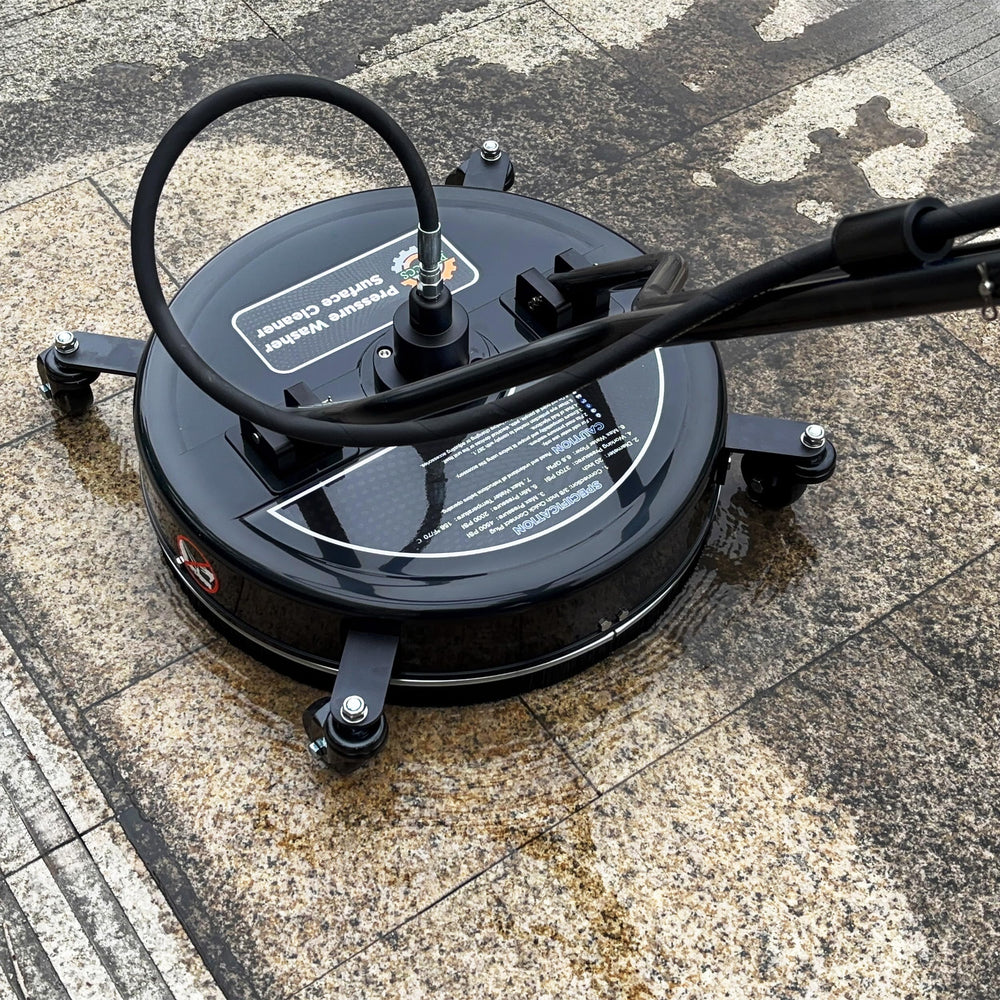 PWACCS in use on driveway demonstrating faster, uniform cleaning of concrete