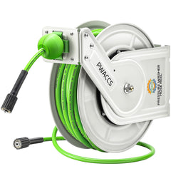 PWACCS front view of retractable hose reel showing compact storage benefit