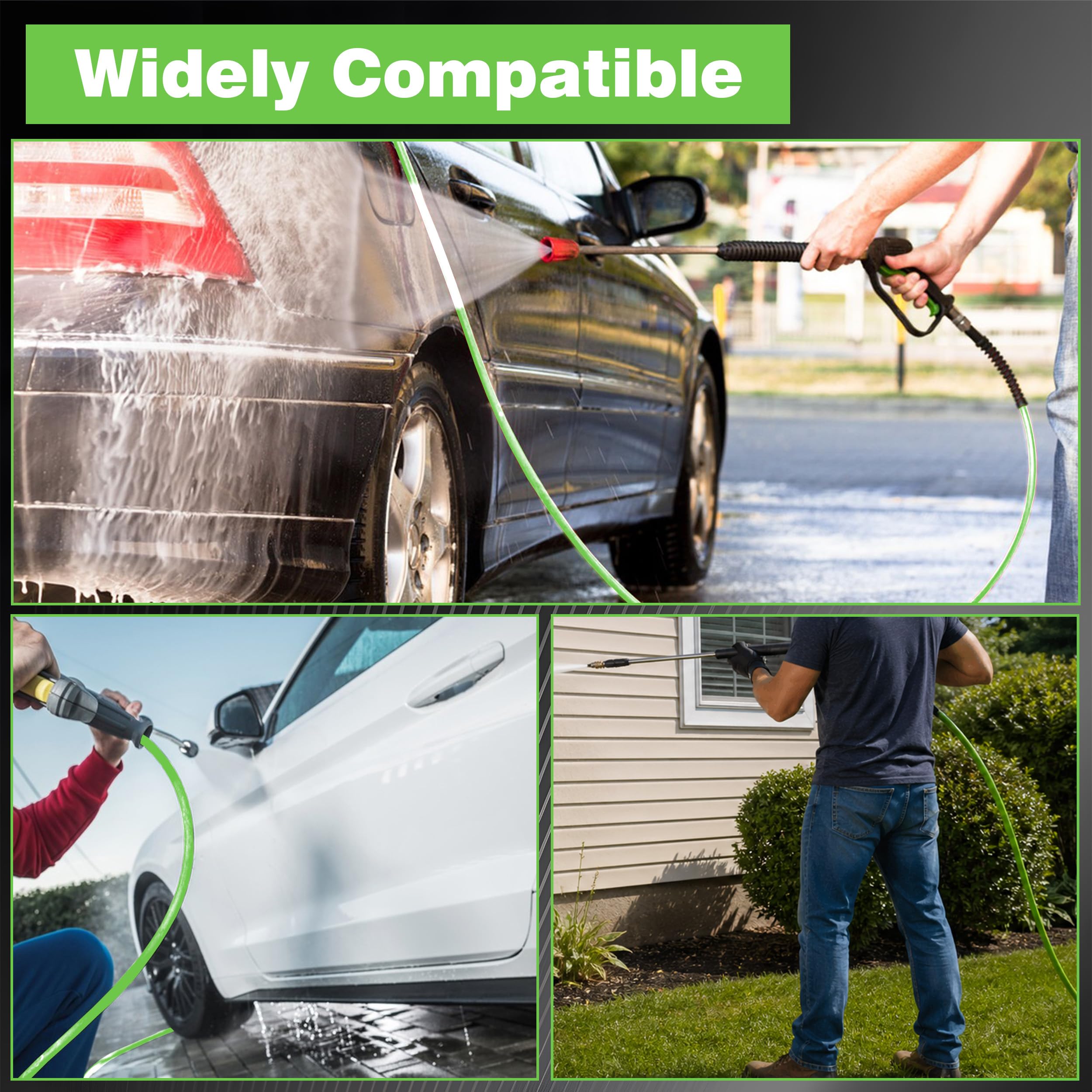PWACCS hose length comparison showing 65ft reach for wide coverage