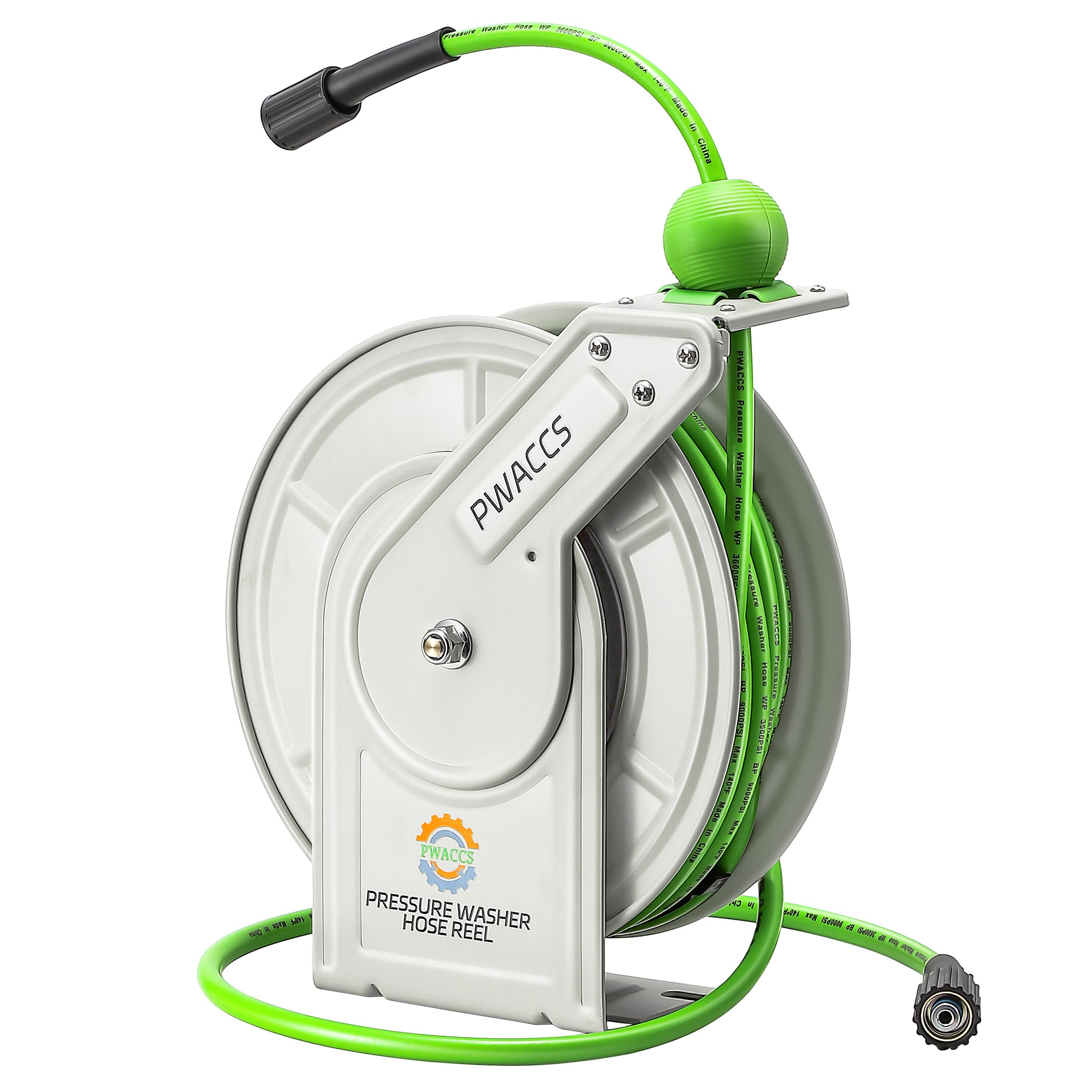 PWACCS next to measuring tape showing 60ft hose scale and capacity