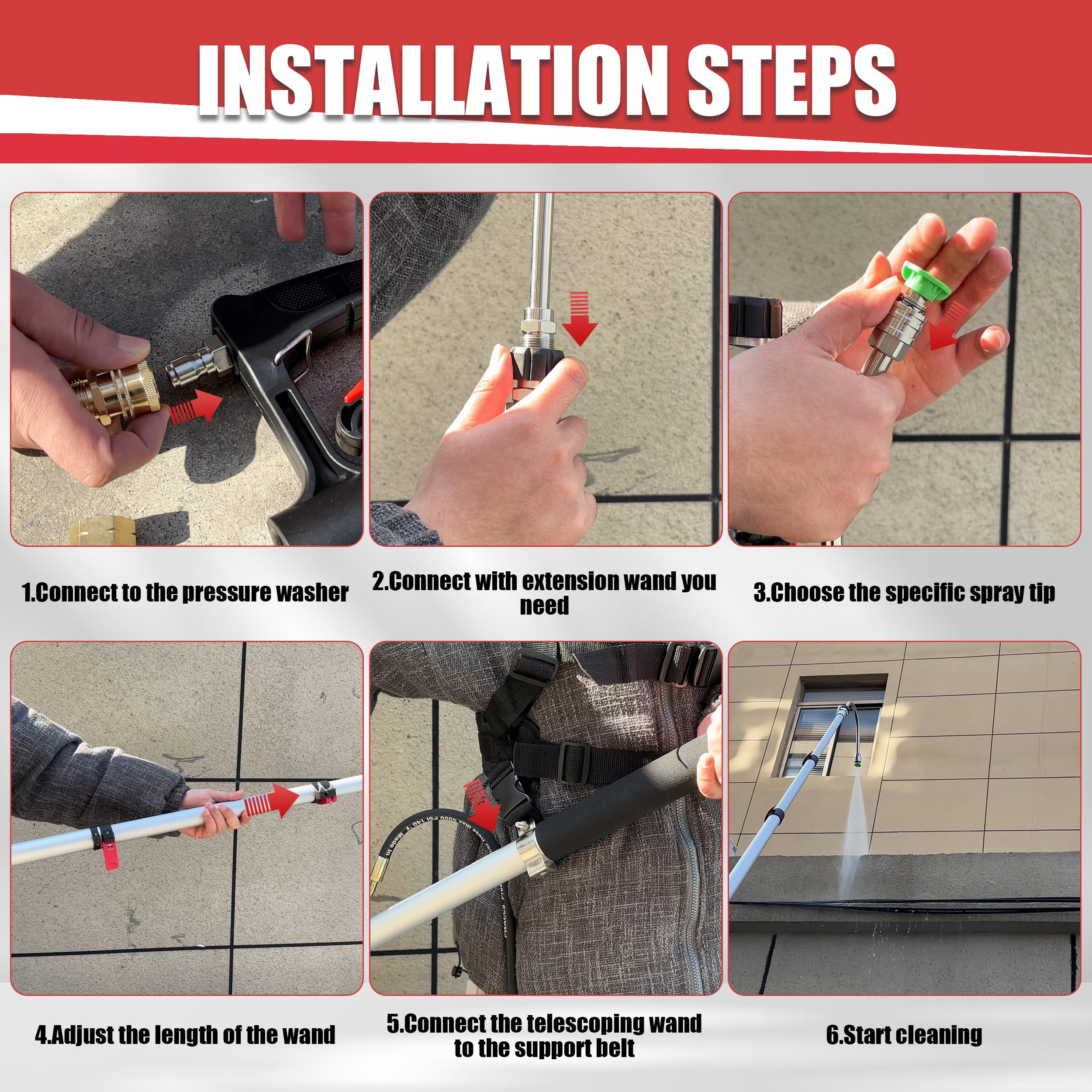 PWACCS support belt worn around waist reducing arm fatigue during cleaning