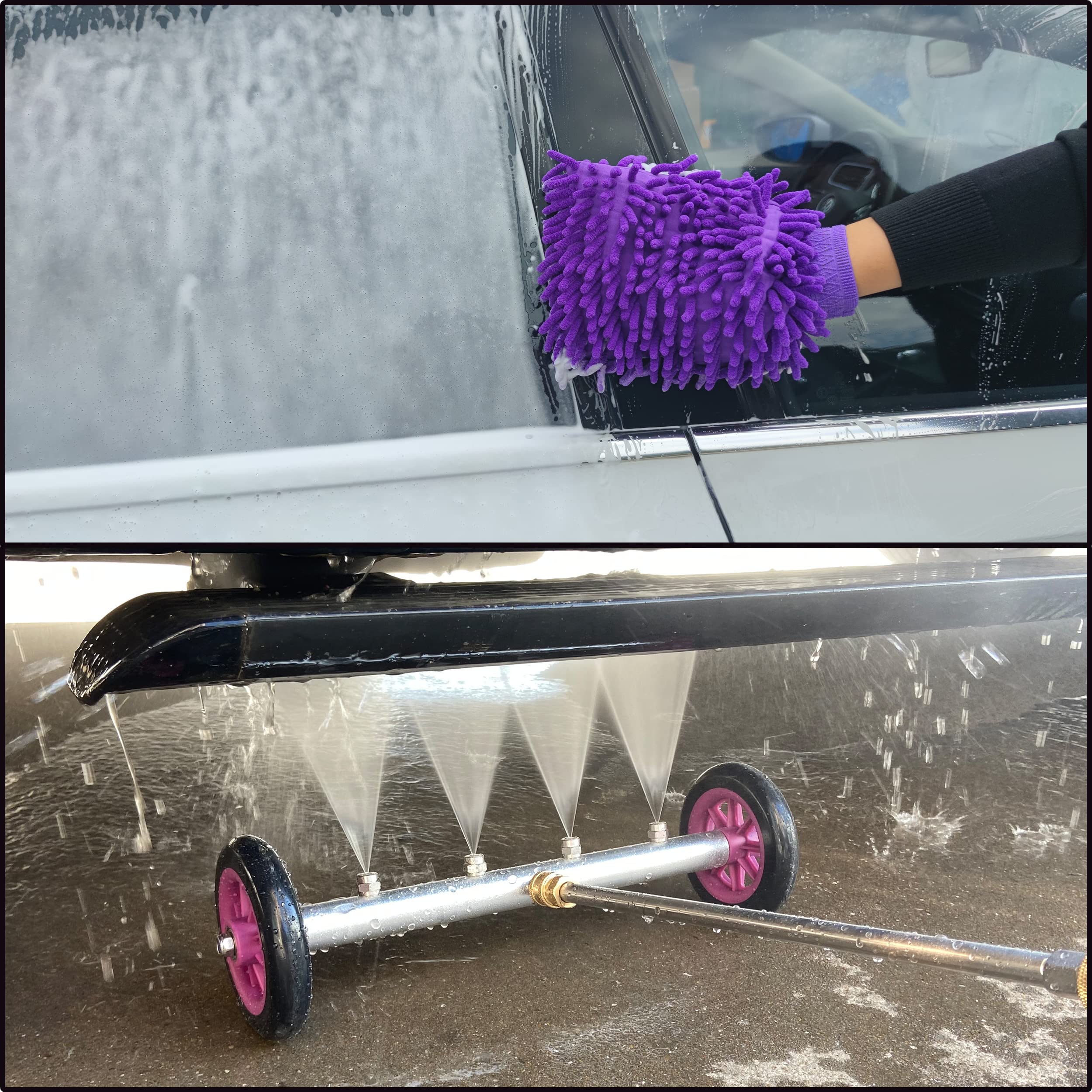 PWACCS washable wash mitt and included accessories for easy cleanup
