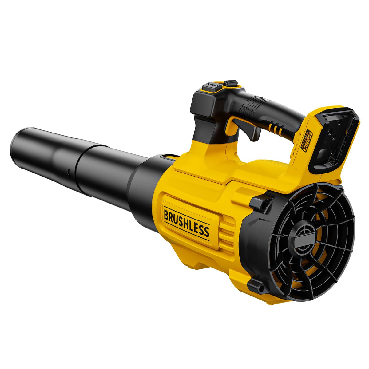 PWOKVEC front view of blower showing nozzle and brand, highlights high airflow