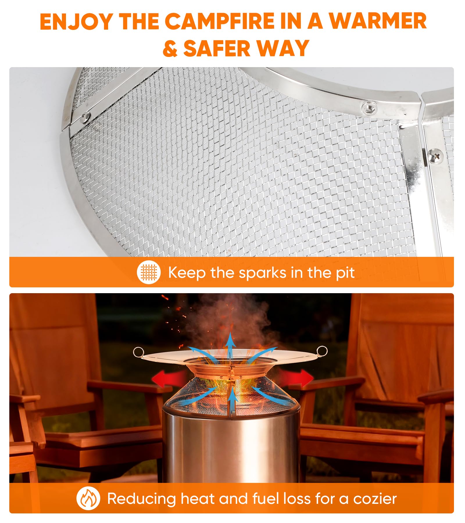 PWSOMJ installed in a fire pit showing wider heat distribution and ember control