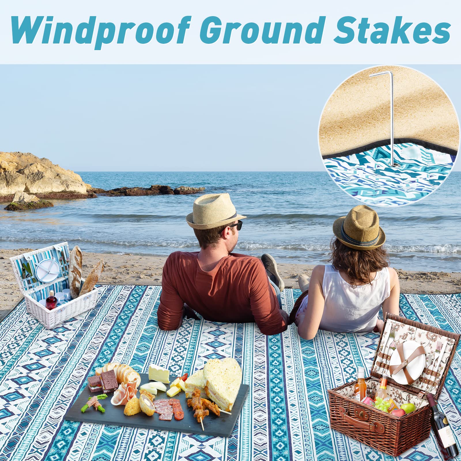 PY SUPER MODE corner pocket filled with sand to anchor blanket against wind for stability