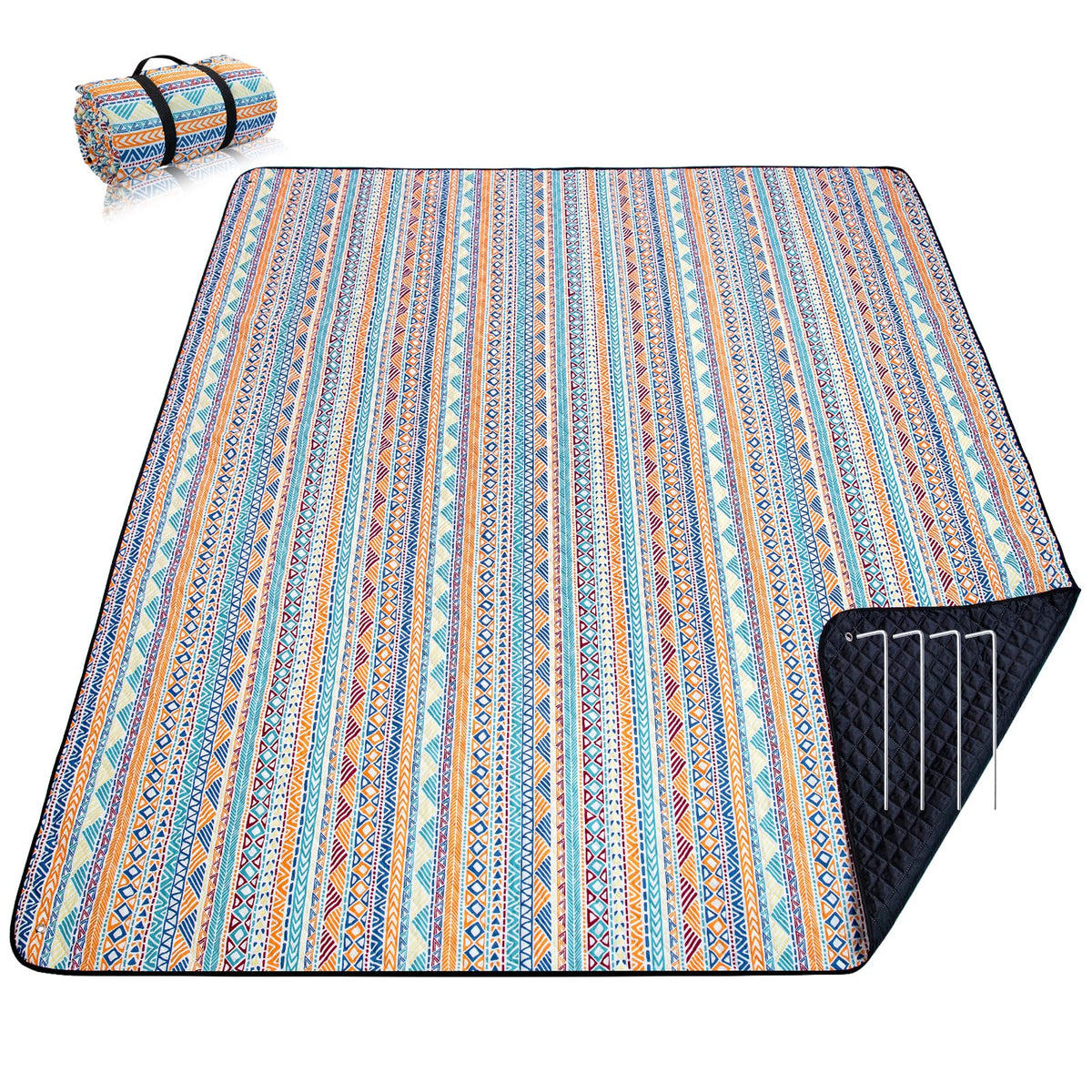 PY SUPER MODE front view showing orange boho pattern and roomy coverage benefit