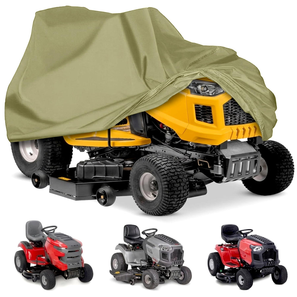 Pyle front view of cover showing full mower protection and weather barrier