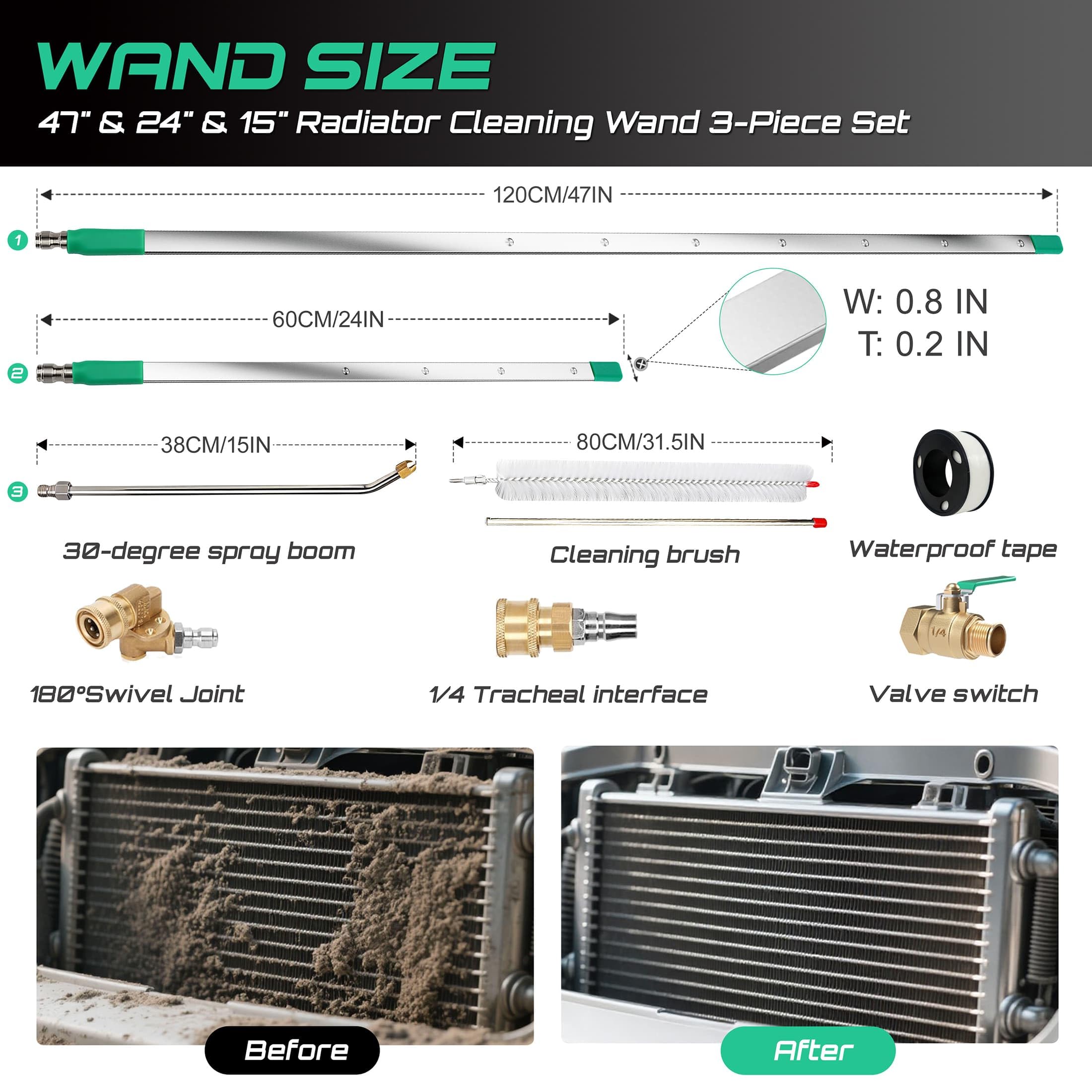 PYQPYQ 47-inch wand full-length view for deep radiator reach
