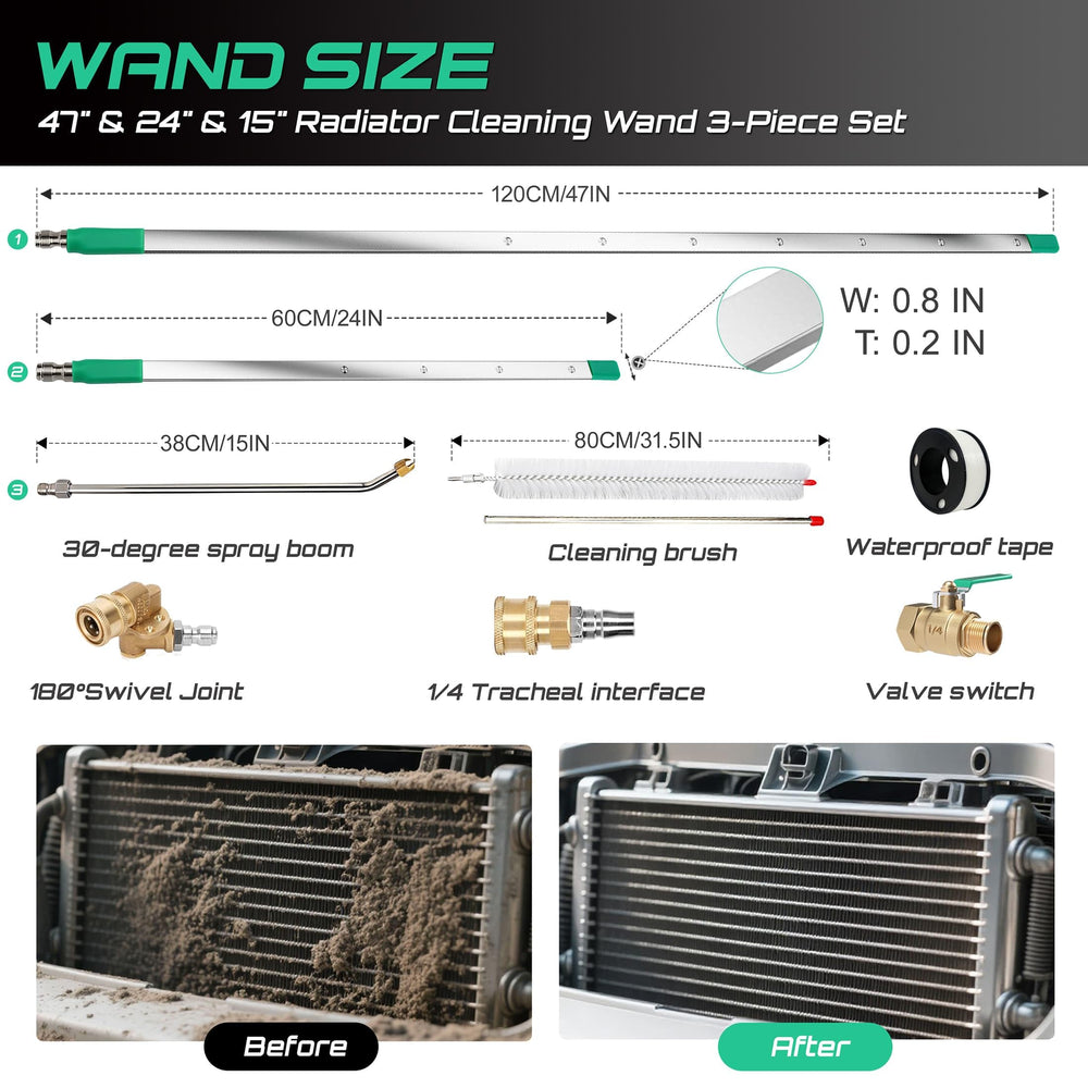PYQPYQ 47-inch wand full-length view for deep radiator reach