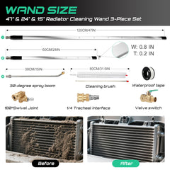 PYQPYQ 47-inch ultra-slim wand sliding between radiator fins for deep reach