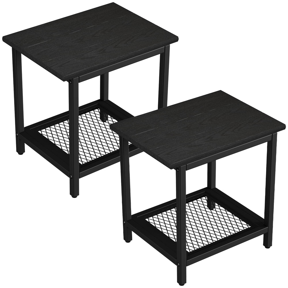 PyraLine front view of both tables showing compact profile and dual shelving benefit