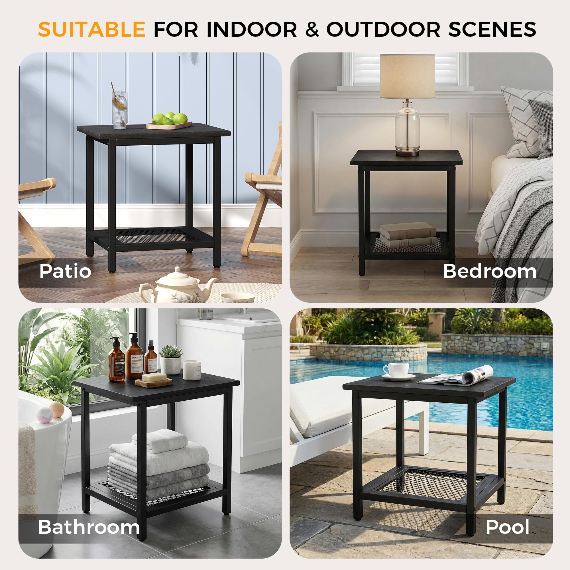 PyraLine next to outdoor chair for scale showing compact fit on small patios