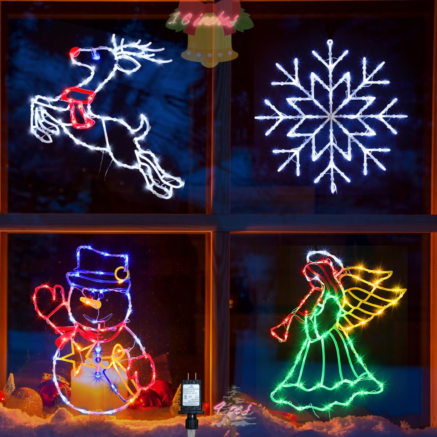 Pytopkto front packaging showing all four silhouette lights and included adapters
