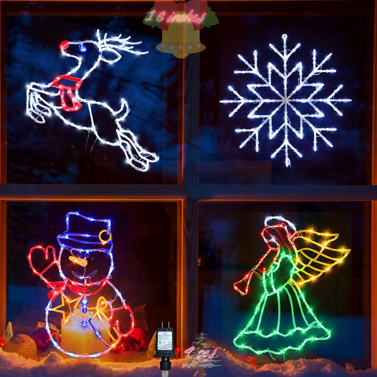 Pytopkto front packaging showing all four silhouette lights and included adapters