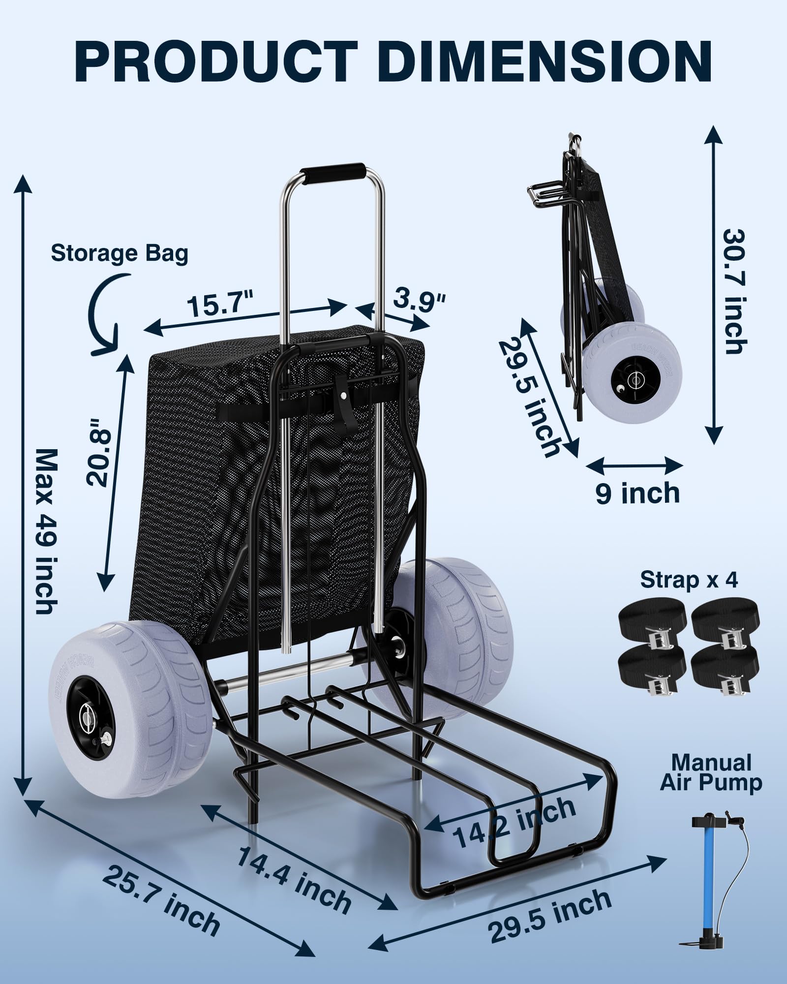 PYY high-density mesh bed and four straps securing gear for stable hauling