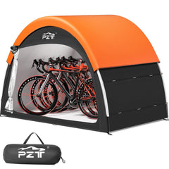 PZT front view of bike tent showing full coverage and easy access