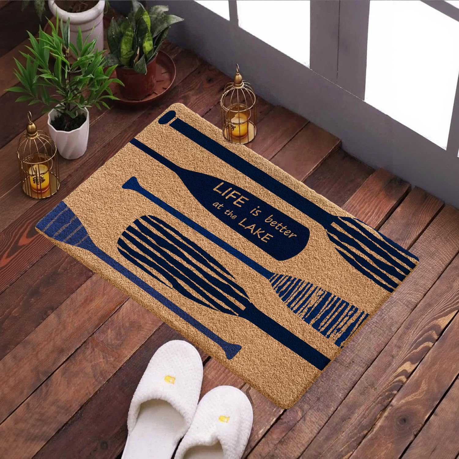 Qabliqo mat beside a shoe for size comparison demonstrating compact fit