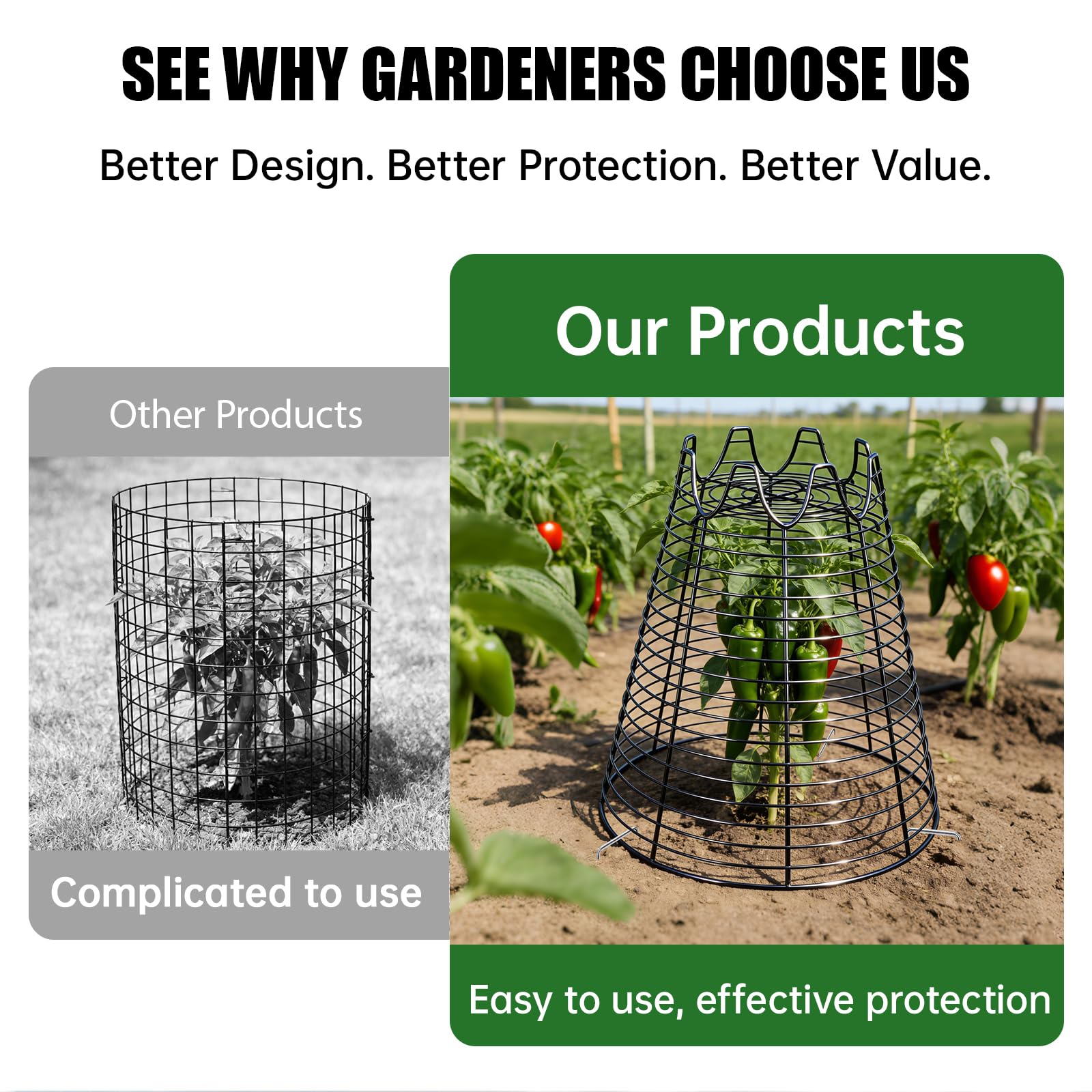 Qaobo cage over a balcony container illustrating versatile protection for pots and small plants