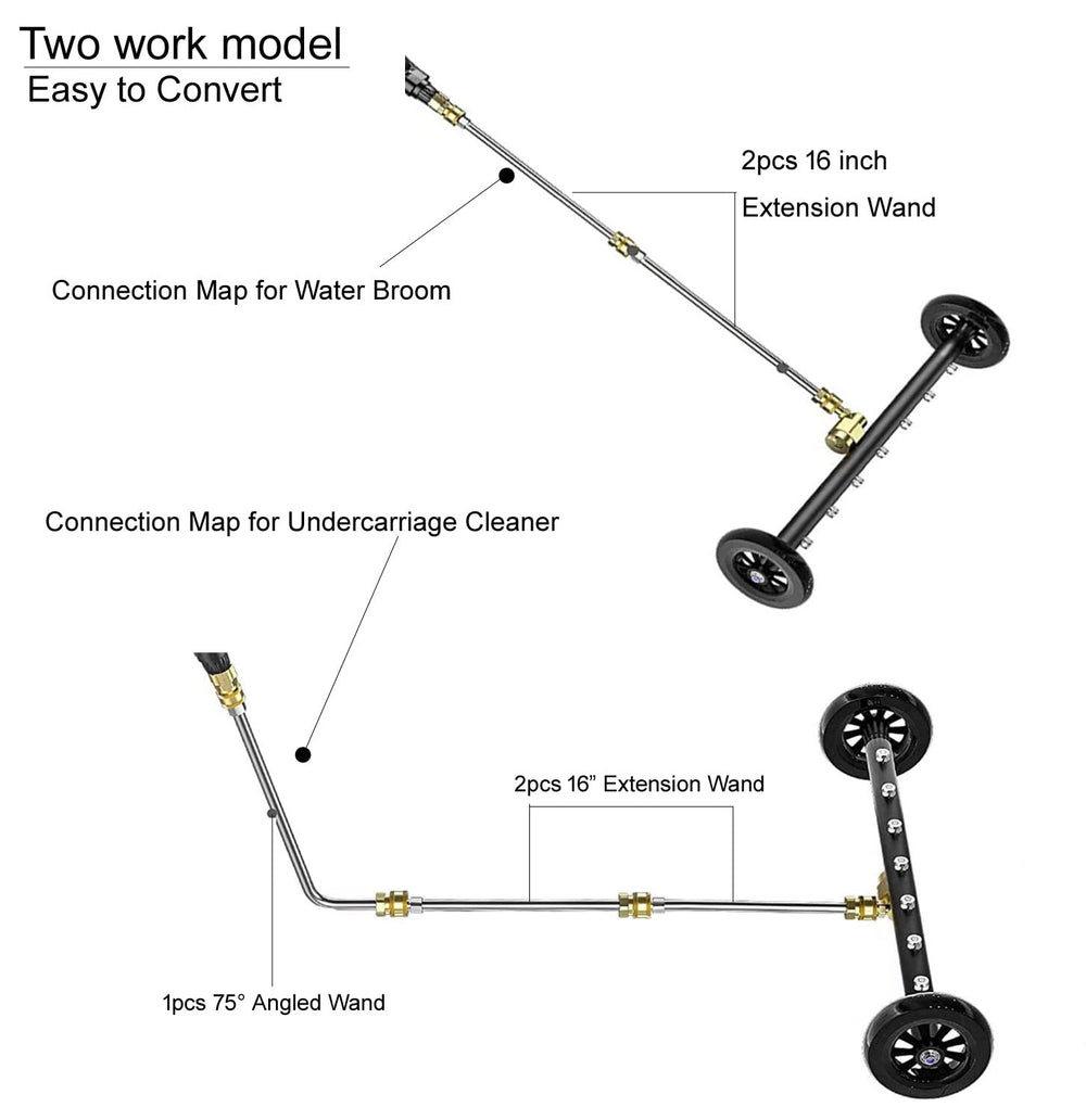 QCHENYI three-piece extension wands connected showing extended reach and modularity