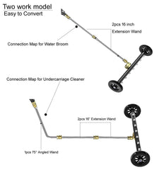 QCHENYI three-piece extension wands connected showing extended reach and modularity
