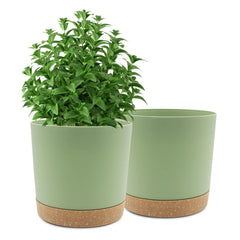 QCQHDU front view of two 10-inch pots showing modern matte finish and neat saucers